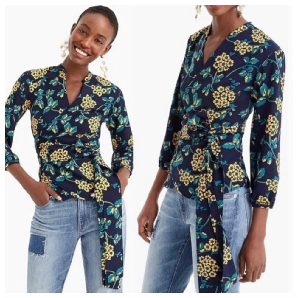 J. Crew Drapey Crepe Wrap Top and matching pants